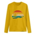 thumbnail image 4 of WREESH Womens Fashion T-Shirts Spring Printed Long Sleeves Round Neck Casual Tee Tops Pullover Yellow, 4 of 5