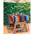 thumbnail image 5 of Outdoor Tablecloth Colorful Mexican Rectangle Patio Tablecloths 60x120, Table Cloths with Umbrella Hole and Zipper, Stripes Blue Assorted Multi Color Summer Table Cover for Outdoor Tables Garden, 5 of 6