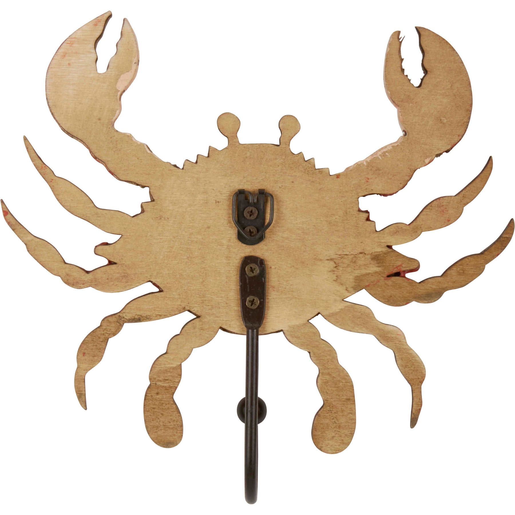 Red Steamed Crab & Blue Wooden Crab Wall Hooks Set of 2