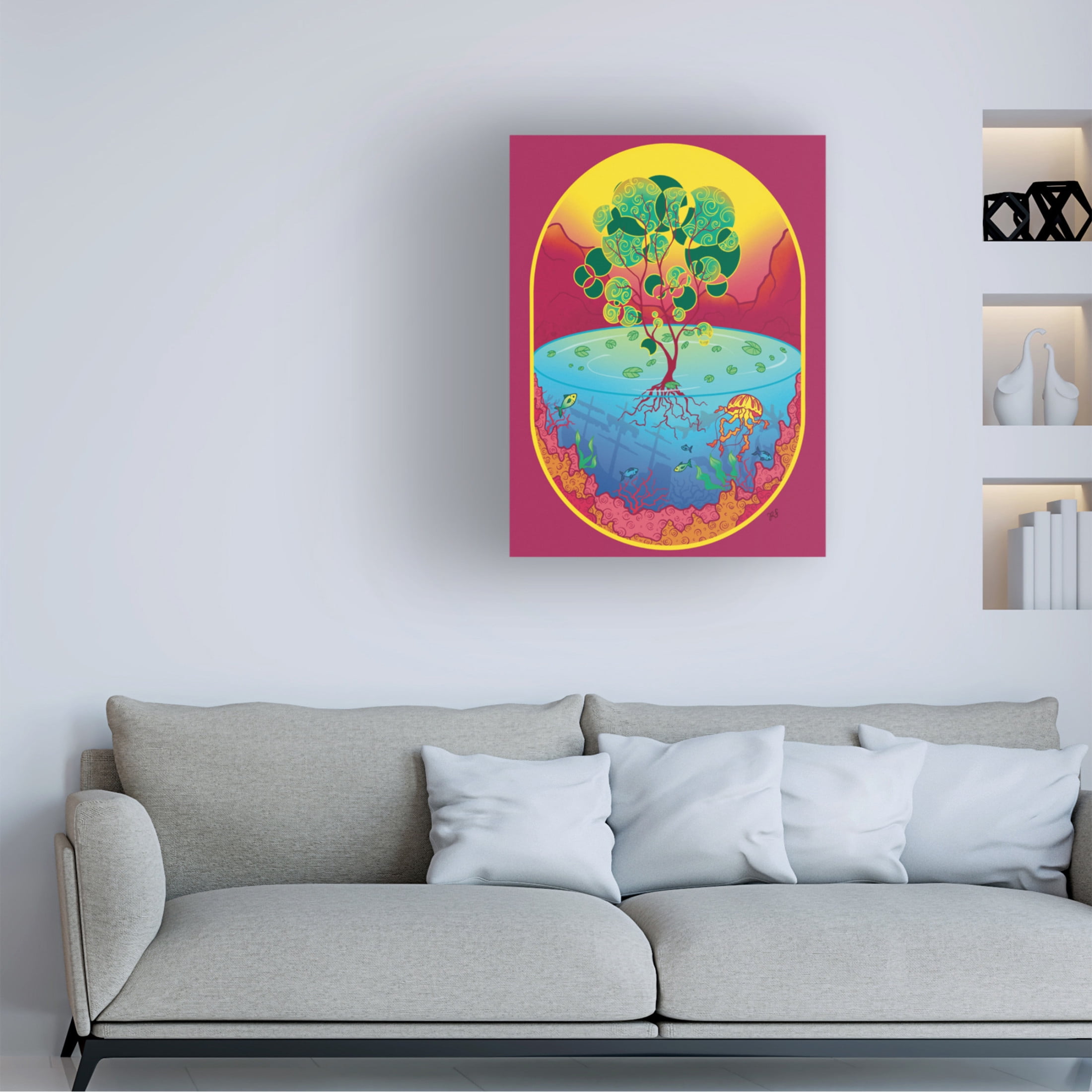 Canvas Wall Art - Rachel Feirman 'Floating Oasis' Wall Art for Living Room, Bedroom, or Office Décor by Trademark Fine Art - 35 x 47 Inches