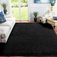 thumbnail image 3 of IR Imperial Rooms Solid Accent Shag Rug 2x3ft for Entryway Soft Fluffy Area Shaggy Rug Black, 3 of 11