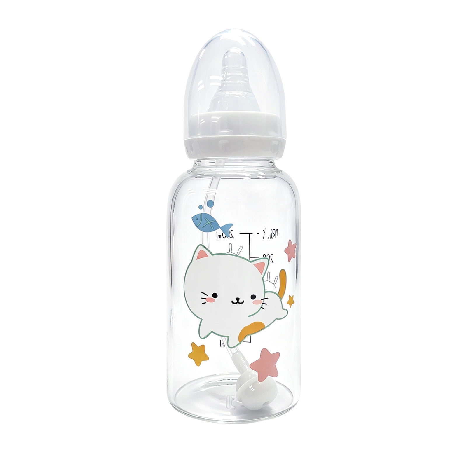 CutiePlusU Glass Baby Feeding Bottle Large Size Cute Printed 10Oz/300ML