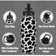 thumbnail image 4 of Cow Print Water Bottle with Straws Double Walled Vacuum Insulated Sports Bottle Cow Print Travel Thermal Cup Leak Proof Stainless Steel Tumbler Cow Decor Gifts-32 OZ, 4 of 6