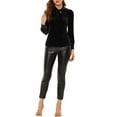 thumbnail image 2 of INSPIRE CHIC Women's Retro Velvet Tie Neck Long Sleeve Casual Work Blouse Top L Black, 2 of 6