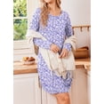 thumbnail image 6 of KISSGAL Bamboo Viscose Nightgowns for Women Long Sleeve Pajamas Dress Curved Hem Nightdrss Knee Length Sleepshirts, 6 of 8