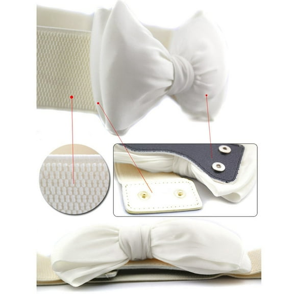 IDALL Belts for Women,Western Belts Women Fashion Bowknot Waistband Wide Elastic Stretch Waist Belt Corset Belt,Waist Chain Beige