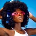 thumbnail image 2 of Rimless Hot Pink Y2K Wrap Around Women's  Oversize Gradient Lens Shield Sunglasses, 2 of 7