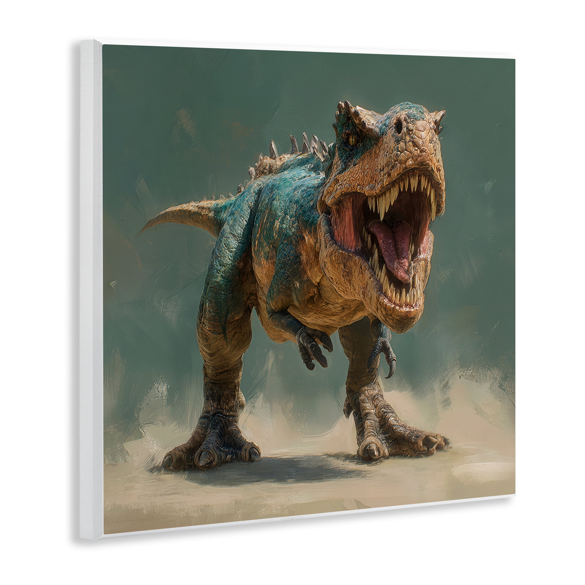 Stupell Industries Roaring T-Rex in Green Wall Plaque Art, design by Wumples