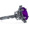 thumbnail image 5 of Art Deco Marquise Filigree Engagement Ring Amethyst Cubic Zirconia Black Tone 925 Sterling Silver, Size 6, 5 of 7
