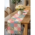 thumbnail image 4 of Burlap Table Runner 48 Inches Long, Spring Watercolor Flowers Non-Slip Kitchen Table Runners for Dining Room Everyday Use Party Table Decorations Blue Pink Splicing Patches, 4 of 9