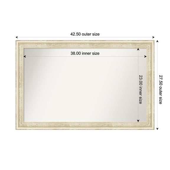 Amanti Art Custom Wall and Bathroom Mirror (27.5 x 42.5 in.), Country White Wash Frame