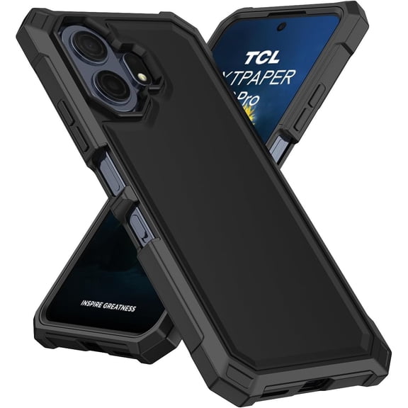 PT for Motorola Moto Edge 2026 Lined Tough Hybrid Phone Case Cover - Black