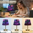 thumbnail image 3 of Tapered Desk Lamp with Antique Brass Base Table Lamps Dimmable LED Bulb Button Switch Night Light Neon Palm Leaves Pattern Small, 3 of 8
