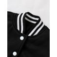 thumbnail image 7 of OOOUM Kids Christmas Theme Varsity Jacket Striped Collar Button Down Bomber Jacket Graphic Streetwear Baseball Jacket Black 5-6 Years, 7 of 7