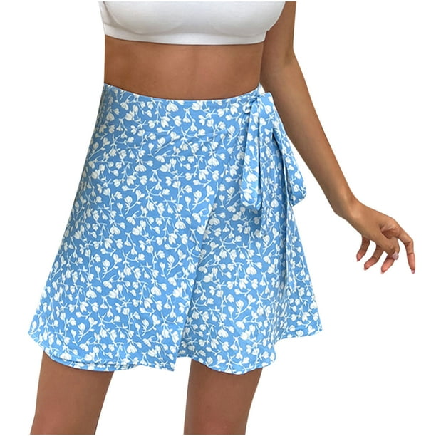 Falda corta con estampado de flores pequeñas y banda estampada de estilo dulce con personalidad a la moda para mujer Wmkox8yi FGJ2250