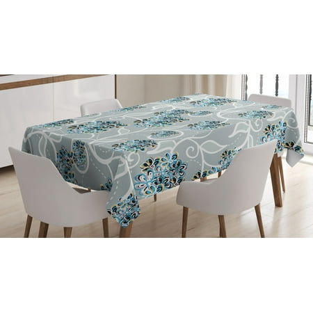 

Floral Tablecloth Swirls Daisy Flower Bouquets Beauty Exquisite Flourishing Nature Essence Rectangular Table Cover for Dining Room Kitchen 52 X 70 Inches Sky Blue Grey Apricot by Ambesonne