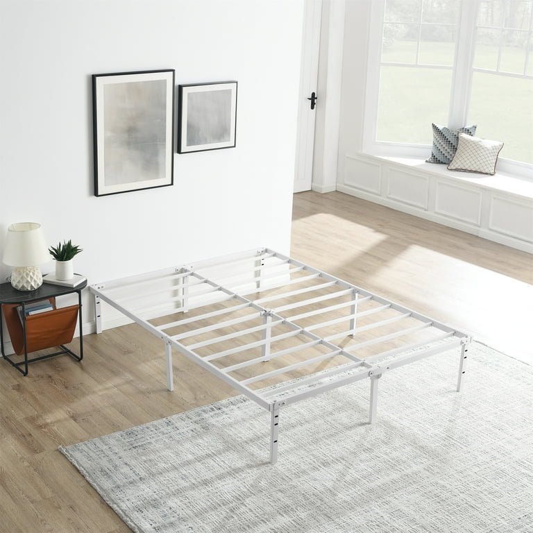 Mainstays 14 Heavy Duty Steel Slat Full Platform Bed Frame White