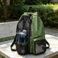 thumbnail image 3 of Drawstring Backpack, Mesh Separated Wet Pocket Beach Bag, Portable Waterproof Swim Gym Sack With Water Bottle Holders, 3 of 4