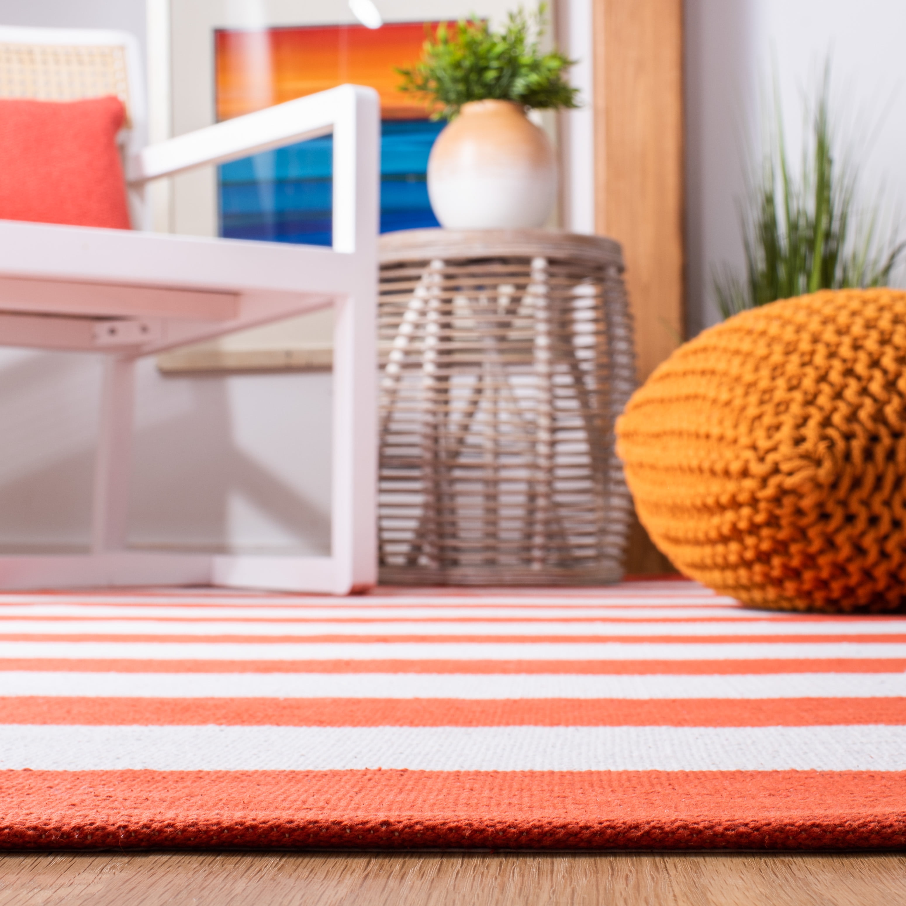 SAFAVIEH Montauk Saranna Geometric Cotton Runner Rug, Rust/Ivory, 2'3" x 9'