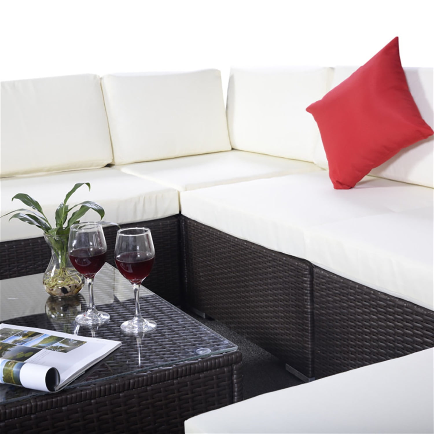 Aimee Lii Patio Furniture Set, 7 Pieces Outdoor Patio Wicker Rattan Cushioned Sofa Aimee Lii Patio Furniture Set, 7 Pieces Outdoor Patio Wicker Rattan Cushioned Sofa