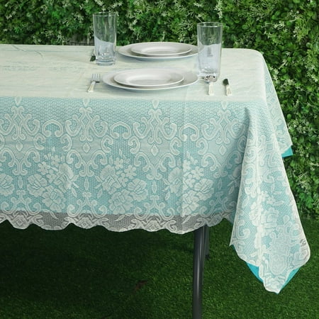 60 Inch Round Tablecloth Ivory BalsaCircle 60-Inch x 90-Inch Rectangular Tablecloth with Floral Lace Table Linens Wedding Events Party Dining Decorations ()