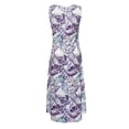 thumbnail image 5 of Wycnly Womens Dresses Beach Fashion Loose Pocket Swing Tunic Tank Sundress Fashion Floral Crewneck Sleeveless Long Summer Dress Purple XL, 5 of 5