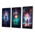thumbnail image 3 of Designart "Ethereal Body Glowing Light Awakening III" Robot Framed Wall Art Set Of 3 - Blue Modern Frame Gallery Set For Office Decor, 3 of 6