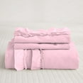 thumbnail image 3 of D.N.G. BEDDINGS Luxurious 3 Piece Double Ruffle Duvet Cover With Zipper Closure, 100% Egyptian Cotton, 800 Thread Cotton Twin/Twin XL Size Light Pink Solid, 3 of 6