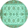 thumbnail image 1 of Ahgly Company Indoor Round Oriental Turquoise Blue Traditional Area Rugs, 4' Round, 1 of 4
