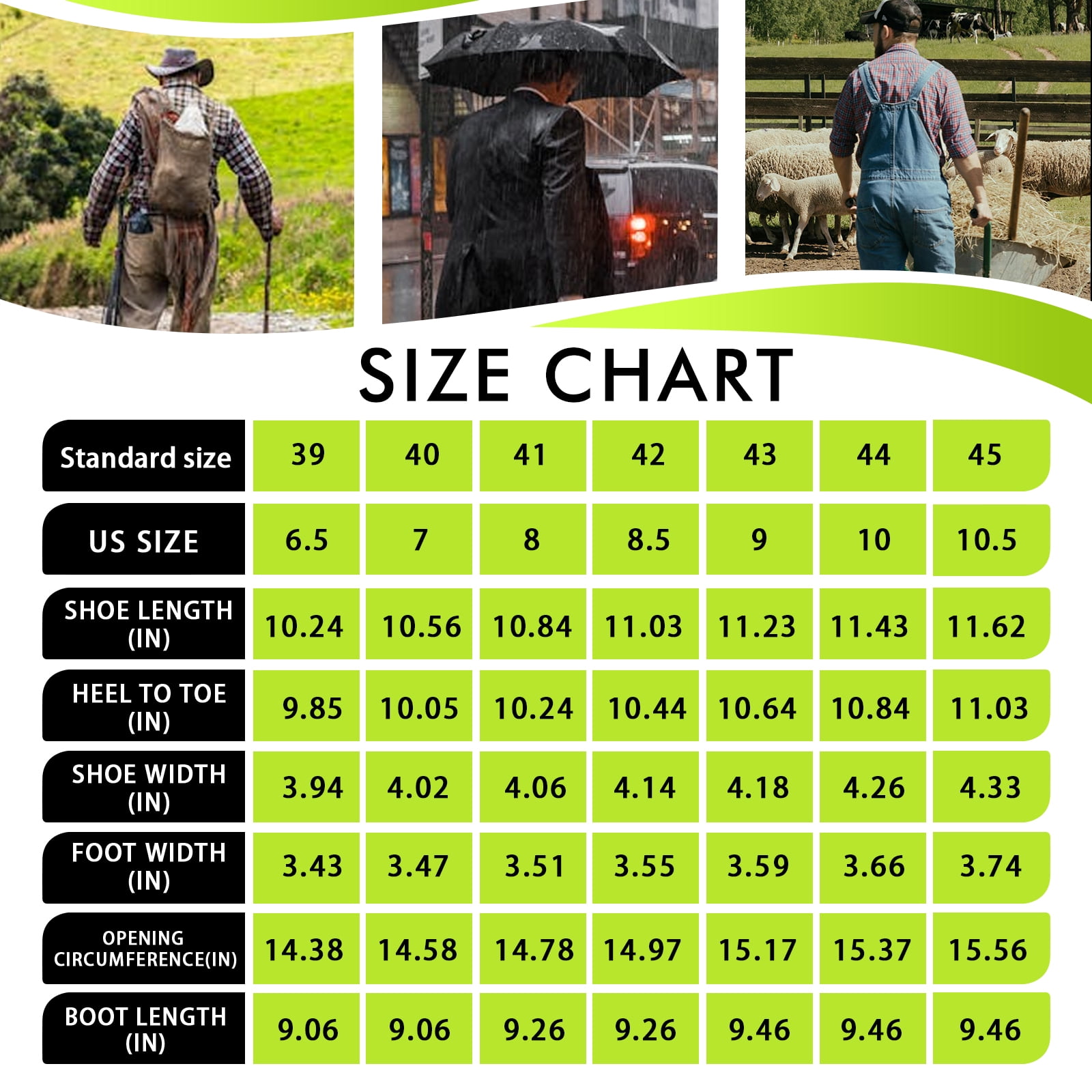 HSBDNZQ Rain Boots for Men Waterproof Fashionable Rubber Boots Non-slip Outdoor Garden Boots Mid Calf Muck Work Shoes Comfort Lightweight Rainboots for Fishing Climbing