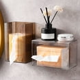thumbnail image 4 of Wall Mount Tissue Box, No-Drill Wall Hanging Facial Tissue Storage Box, Self-Adhesive Tissue Holder Container, Glacier Textured Paper Towel Dispenser, Bathroom Kitchen Toilet Tissue Organizer,White, 4 of 6