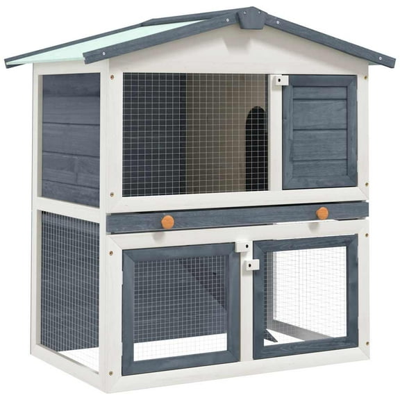 vidaXL Rabbit Hutch Bunny Cage with Pull Out Tray Pet House Solid Pine Wood