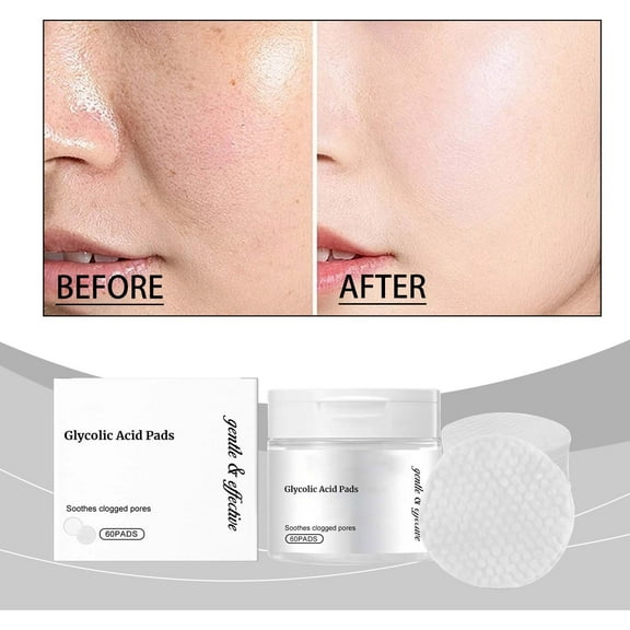 HYLLai Glycolic Acid Exfoliating Pads 60pc, Brightening & Firming, Deep Moisturizing