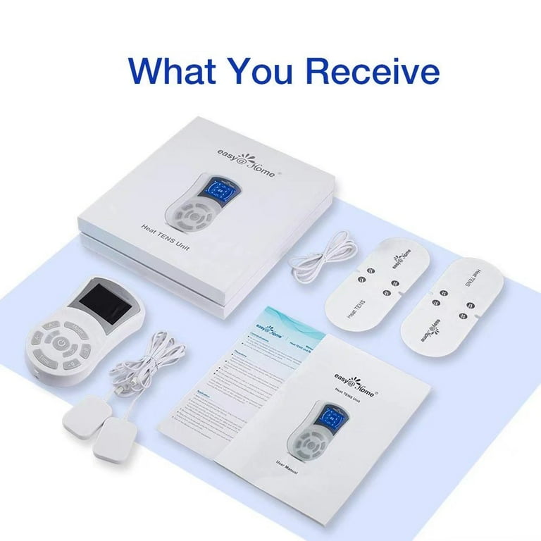 Easy@Home Professional Rechargeable Tens Unit + Heat Therapy + EMS , Portable Pain Management and Muscle Stimulator Massager, PA