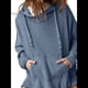 thumbnail image 3 of Sudadera con Capucha Extragrande para Mujer, Jersey con Mangas Murciélago y Cuello Redondo, Jersey con Diseño de Gofre Azul M, 3 of 9