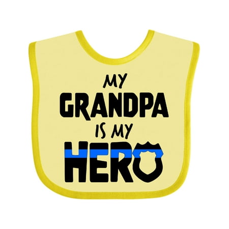 

Inktastic My Grandpa is My Hero Police Officer Family Boys or Girls Baby Bib