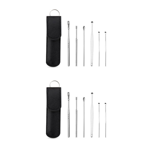 Vogacara 6 piezas de acero inoxidable, herramienta de extracción para el hogar, accesorios para removedor de cera para cuarto de baño con bolsillo de Negro 2piezas Vogacara CBP164961