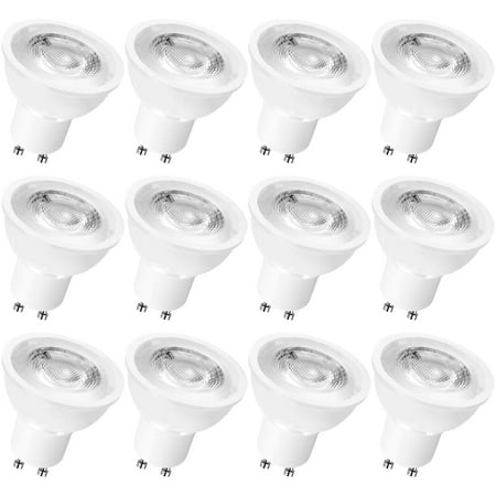 Luxrite MR16 GU10 LED Bulbs Dimmable, 50W Halogen Equivalent, 5000K Bright White, 500 Lumens, 120V Spotlight LED Bulb GU10, Enclosed Fixture Rated, Perfect for Landscape or Home Lighting (12