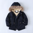 thumbnail image 2 of 2-14Years Baby Boys Faux Fur Collar Jacket Warm Teen Winter Christmas Jacket for Boys Clothes Thickened Cotton Padded Coat, 2 of 6