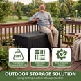 thumbnail image 6 of Dextrus 240 Gallon XXL Deck Box, Weatherproof Resin Outdoor Storage with Lock, 3-Person Bench for Patio, Garden, Pool, Black, 6 of 7