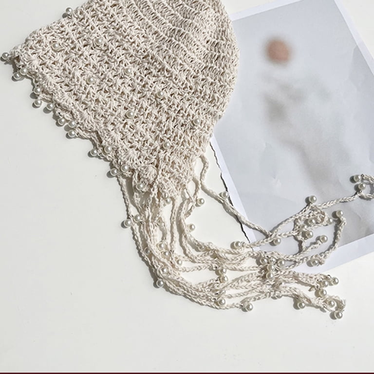 CHUMUD Women Cotton Crochet Slouchy Beanie Hat with Pearl  display picture 1