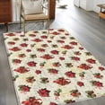 thumbnail image 2 of 3'x5' Area Rugs, Christmas Indoor Outdoor Area Rug for Living Room Bedroom, Xmas Red Poinsettia Botanical Pine Cones Washable Bathroom Rugs Kitchen Floor Carpet Mats Home Decor Aesthetic, 2 of 8