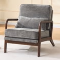 thumbnail image 4 of CQSXDA Single Upholstered Accent Chair  with Curved Wood Armrests  and Lumbar Cushion  for Living Room or Bedroom, Antique Dark Grey, 4 of 15