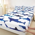 thumbnail image 5 of Manfei Watercolor Shark Full Size Sheets for Kids Boys and Girls, Marine Animal Bed Sheets 4pcs, 1 Flat Sheet, 1 Fitted Sheet and 2 Pillowcases, 5 of 6
