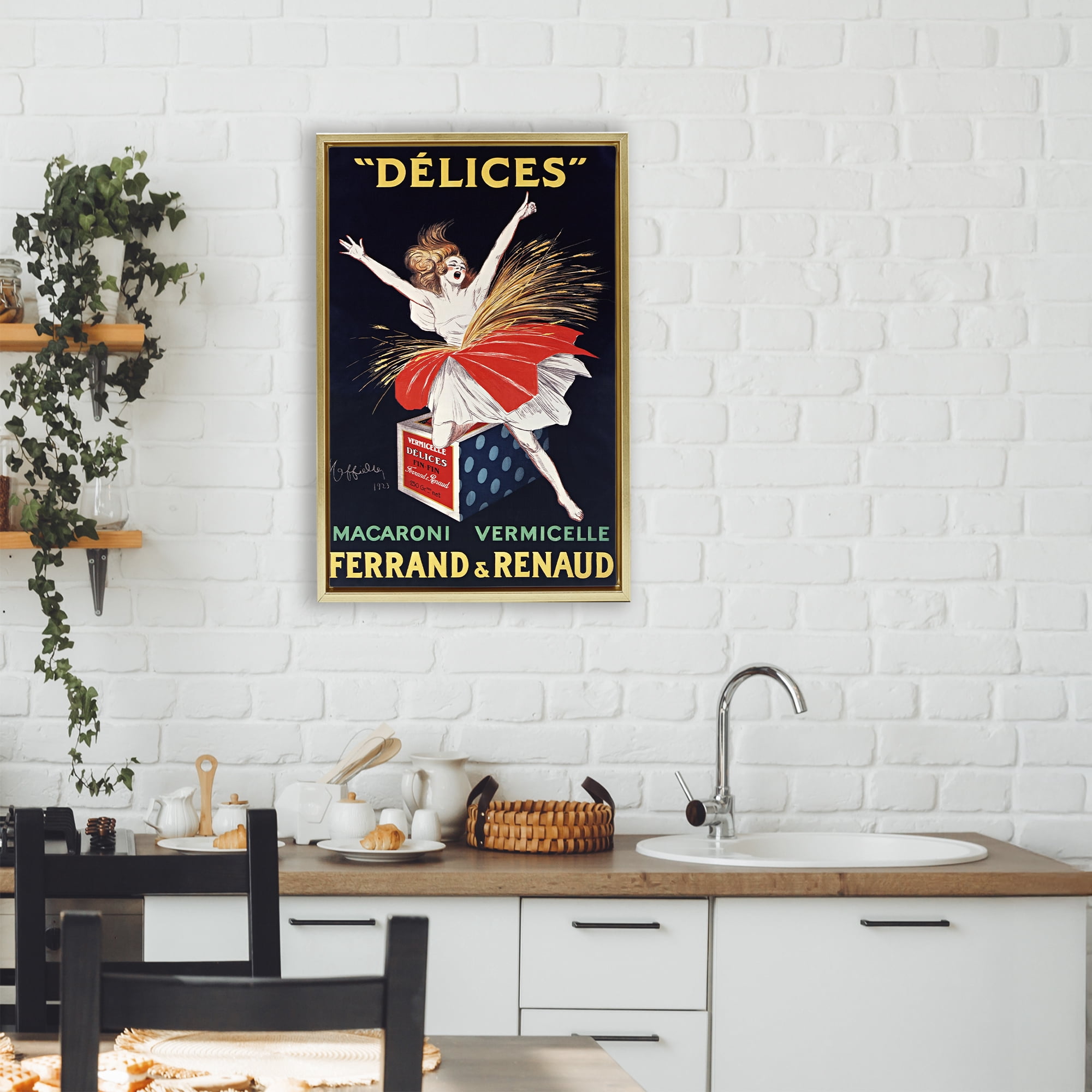 Stupell Industries Vintage Dancer Food Advertisement Gold Framed Floater Canvas Wall Art, design by Leonetto Cappiello