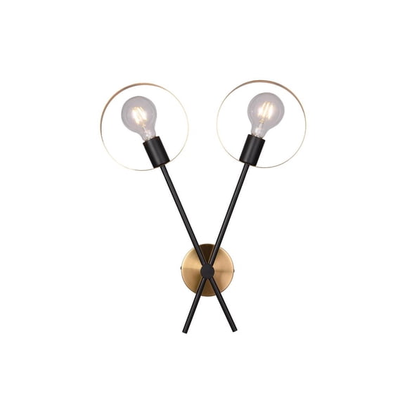 Bethel International Wall Sconce Black & Brushed Brass Metal