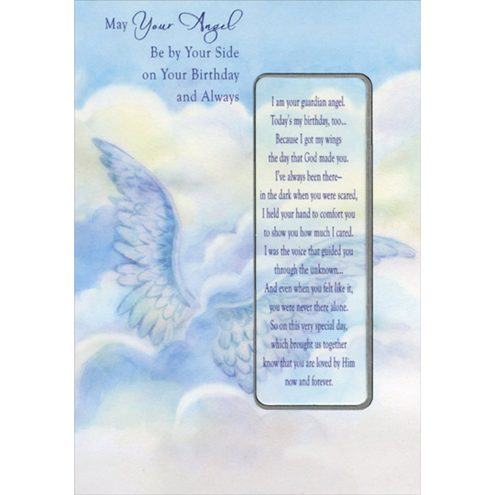 Designer Greetings Wings in Blue Sky: Angel By Your Side Die Cut Religious Birthday Card with