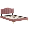 thumbnail image 3 of Modway Juniper Channel Tufted Velvet Queen Platform Bed in Dusty Rose, 3 of 10