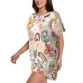 thumbnail image 3 of Womens Pajama Sets With Pocket, flowers rainbow peace sign Lounge Sets Short Sleeve Sleepwear PJ Sets for Women, 3 of 6