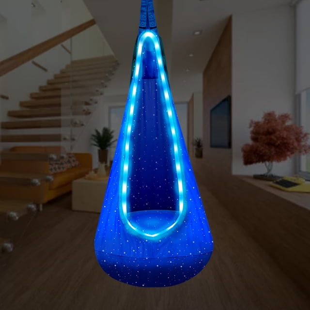 Light Up Kids Pod Swing Seat Child Child Hammock Hammock Inflable Swing Swing Swing Swing con luces LED 4 Modos de luz de 16 colores Swing sensorial para niños